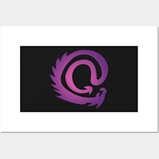 Purple And Hot Pink Vignette @ At Sign Symbol Cyber Dragon Design Posters and Art